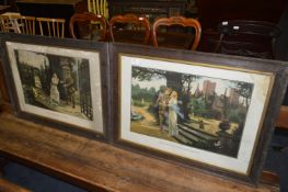 Pair of Oak Framed WWI Prints - The Warriors Return and Britain, Home & Beauty