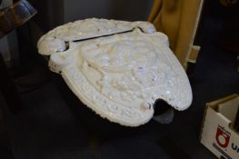 White Enameled Cast Iron Coal Bucket