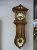 German Wurttemberg Walnut Cased Wall Clock Barometer