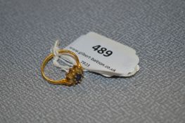 9cT Gold Blue & Clear Stone Cluster Ring - 1.9g