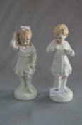 Pair of Early 20th Century Pottery Figurines - Boy