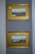 Pair of Gilt Framed Watercolours - Country Scenes by L. Carlisle