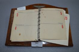 1950's Jaguar Car Mascot Walnut Veneered Desk Diary