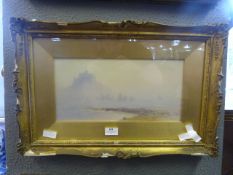 Gilt Framed Watercolour - St Michael's Mount by Hubert Coop