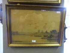 Gilt Framed Watercolour - Country Scene by Hubert Coop