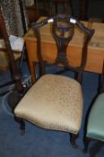 Victorian Low Chair with Carved Back and Upholstered Seat