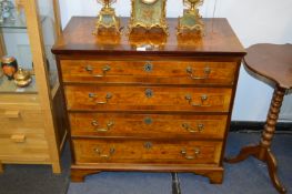 Georgian Walnut & Maple Inlaid Four Height Chest of Drawers