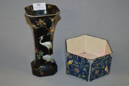 Carlton Ware Cloisonne Vase and Hexagonal Bowl