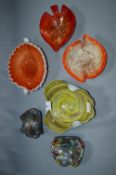 Six Murano Coloured Glass Dishes