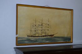 Oil Painting on Board - Sailing Ship by Bill Welbu