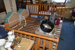 Walnut King Size Bed with Slatted Head and Foot Bo