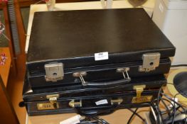 Two Black Leatherette Briefcases