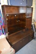 Darkwood Wall Unit with Glazed Doors