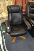 Black Leatherette Swivel Armchair