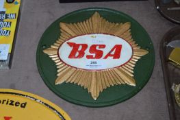 *Cast Metal Plaque - BSA