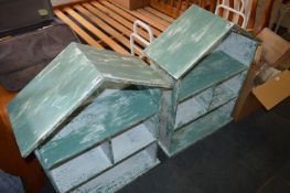 Pair of Green Painted Bookshelves