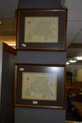 Pair of Framed Maps - East Yorkshire