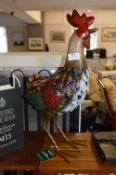 *Painted Metal Garden Ornament - Cockerel