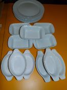 Eight Large Circular White Dinner Plates, Five Rec