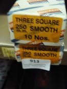 *Two Boxes of 10 250mm Three Square Smooth Files