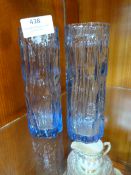 Pair of Blue Bark Patterned Vases