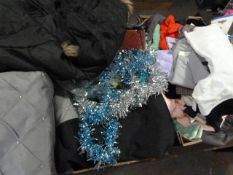 Box of Assorted Clothes and a Box of Christmas Dec