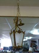 Gilt Metal Framed Hall Lantern