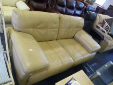 Cream Leather Two Seat Sofa