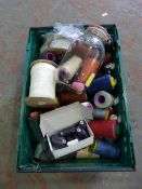 *Box Containing 60+ Spools of Cotton etc.