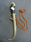 Indian Silvered Metal Dagger in Sheathe