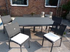 Large Grey Metal Garden Table with Six Chairs