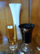 Three Coloured Glass Vases