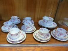 Gilt & Floral Patterned Tea Set 24 Pieces