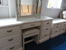 White Dressing Table with Stool and Two Sets of Be