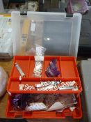 *Plastic Storage Box Containing Curtain Hooks etc.
