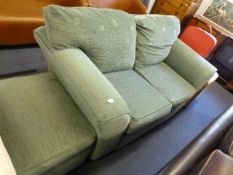 Mint Green Upholsters Sofa with Pouffe