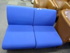 Two Blue Upholstered Office Chairs