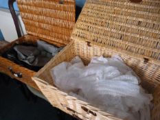 Two Wicker Baskets and Contents of Curtains, Bags,