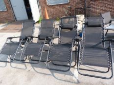 Set of Four Black Metal Folding Garden Chairs