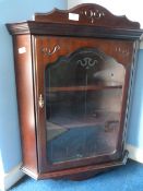 Small Mahogany Effect Glazed Corner Cupboard