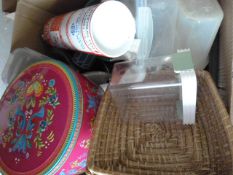 Box of Kitchen Storage Boxes, Tins, Pans, etc.