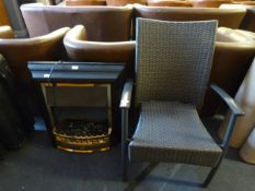 Electric Fire Place and a Rattan Chair