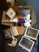 Box Containing Portable DVD Players, Sony PS2, Han