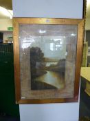 Gilt Framed Canvas Print - Country River Scene