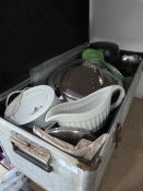 Small Metal Trunk and Contents of Kitchen Items