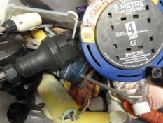Box Containing Extension Lead, Paint Rollers, etc.