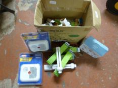 Box of Light Bulbs and Smoke Alarms