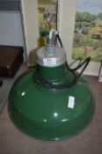 Vintage Green Enamel Industrial Light Fitting (Rew