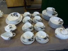 Japanese Hand Painted Pagoda Design Tea & Dinner W