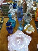 Glassware; Decanters, Murano Dish, Vases, etc.
